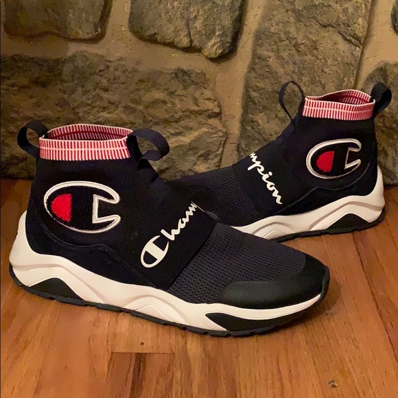 champion men's rally pro navy & white shoes